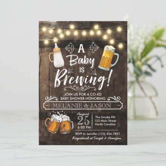 Baby is brouwerij voor Baby shower Kaart (Staand voorkant)