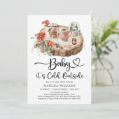 Baby is buiten Cozy Holiday Shower Invitati Kaart (Staand voorkant)