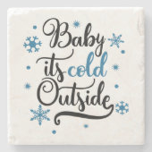 baby is buiten koud stenen onderzetter (Voorkant)