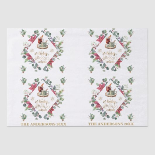 Baby Is Cold Outside Kerst Winter Krans Script Tissuepapier (Voorkant)