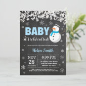 Baby is Cold Outside Snowman Boy Baby shower Kaart (Staand voorkant)