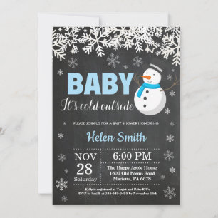 Baby is Cold Outside Snowman Boy Baby shower Kaart