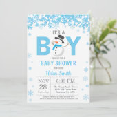 Baby is Cold Outside Snowman Boy Baby shower Kaart (Staand voorkant)
