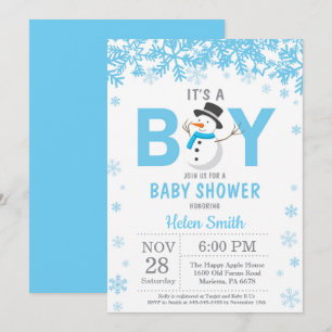 Baby is Cold Outside Snowman Boy Baby shower Kaart