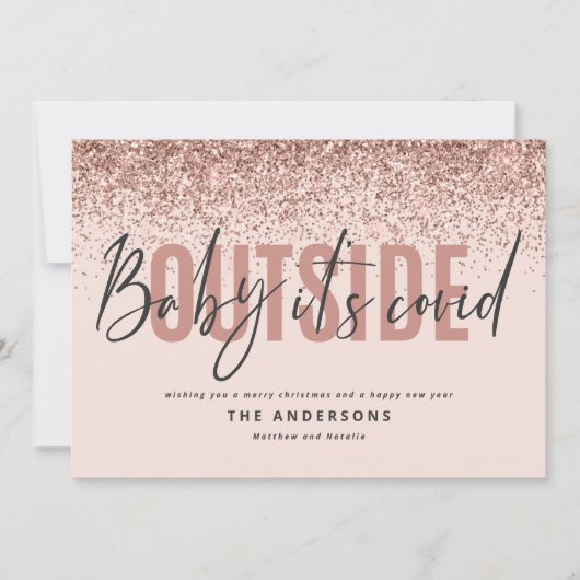 Baby is covid buiten grappige glitter kerst feestdagenkaart (Voorkant)