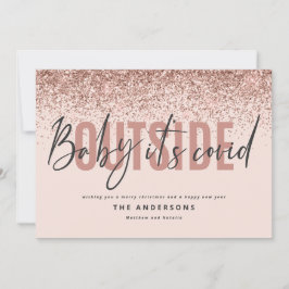 Baby is covid buiten grappige glitter kerst feestdagenkaart