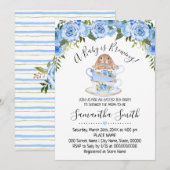 Baby is de Blauwe Uitnodiging van de Schoen van de (Voorkant / Achterkant)