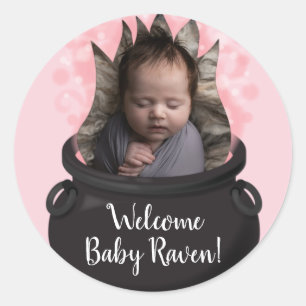 Baby is de getuige van de geboorte Pink Girl Ronde Sticker