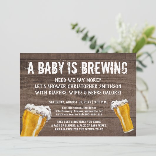 Baby is de luierdouche van de man van papa aan het kaart (Staand voorkant)