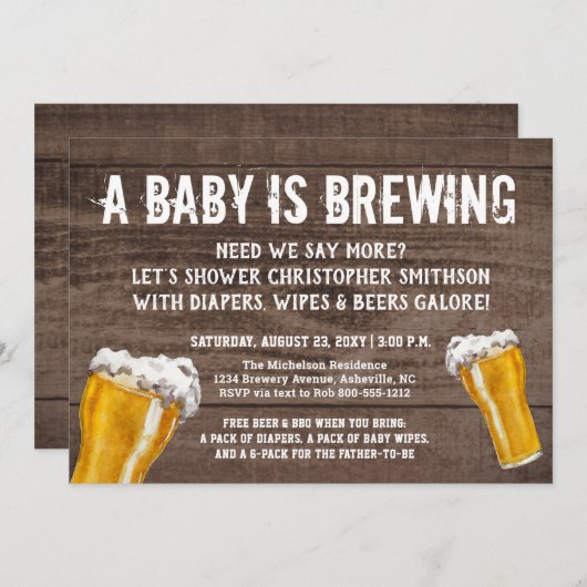 Baby is de luierdouche van de man van papa aan het kaart (Voorkant / Achterkant)