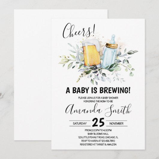 Baby is de Uitnodiging van het Baby shower van de  (Voorkant / Achterkant)