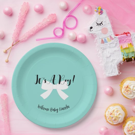 BABY is een jongen! Blue Shower Party Papieren Bordje (Feest)