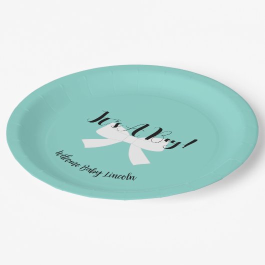 BABY is een jongen! Blue Shower Party Papieren Bordje (Gekanteld)