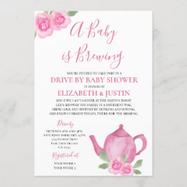 Baby is een roze teapot-station met Baby shower Kaart