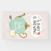 Baby is een teelroze en groene theepartij spandoek (Horizontaal)