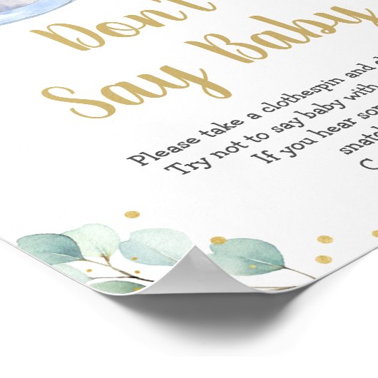 Baby is groen kweken, zeg niet Baby-spel Poster (Hoek)