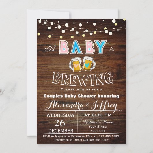 Baby is het Baby shower uitnodigen Kaart (Voorkant)