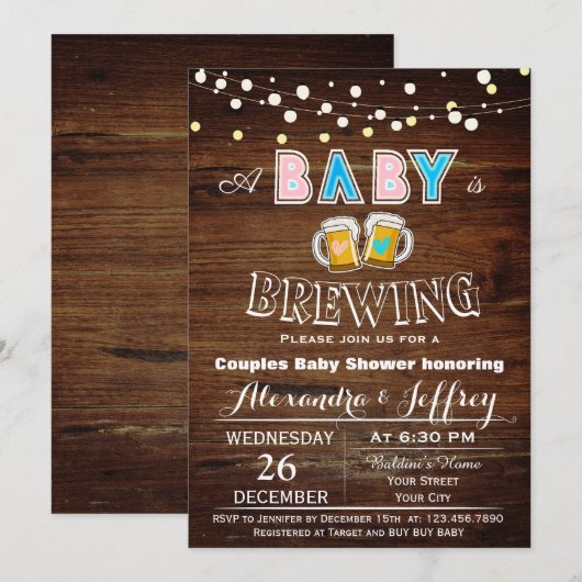 Baby is het Baby shower uitnodigen Kaart (Voorkant / Achterkant)