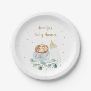 Baby is het Baby shower van de Koffee Greenery Papieren Bordje