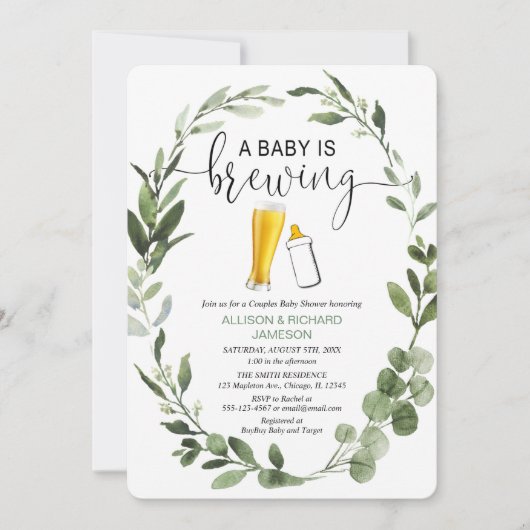 Baby is het baby shower van groenerige paren kaart (Voorkant)