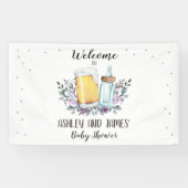Baby is het Brouwen van Baby shower Koppels Bierfl Spandoek (Horizontaal)