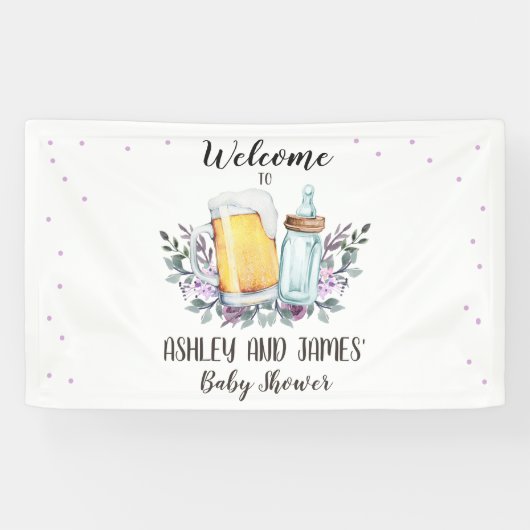 Baby is het Brouwen van Baby shower Koppels Bierfl Spandoek (Horizontaal)