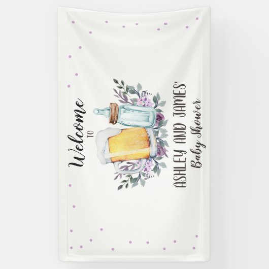 Baby is het Brouwen van Baby shower Koppels Bierfl Spandoek (Verticaal)