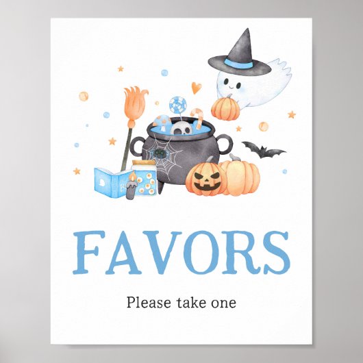 Baby is het brouwen van Blue Halloween Baby shower Poster (Voorkant)