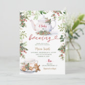 Baby is het brouwen van Chinoiserie Tea Party Baby Kaart (Staand voorkant)