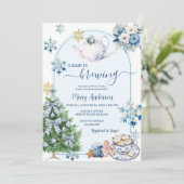 Baby is het brouwen van Chinoiserie Tea Party Baby Kaart (Staand voorkant)