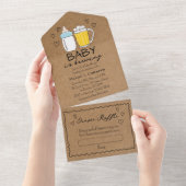 Baby is het brouwen van flessenbier glas Baby show All In One Uitnodiging (Afscheurbaar)