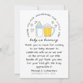 Baby is het brouwen van flessenbier glas Baby show Bedankkaart (Voorkant)