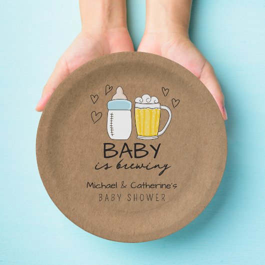 Baby is het brouwen van flessenbier glas Baby show Papieren Bordje