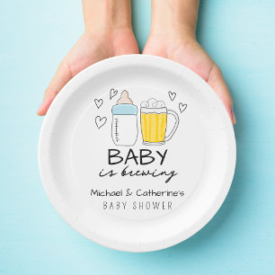 Baby is het brouwen van flessenbier glas Baby show Papieren Bordje