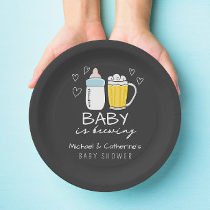 Baby is het brouwen van flessenbier glas Baby show Papieren Bordje