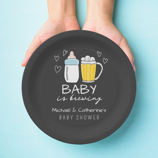 Baby is het brouwen van flessenbier glas Baby show Papieren Bordje