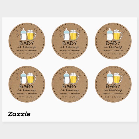 Baby is het brouwen van flessenbier glas Baby show Ronde Sticker (Vel)