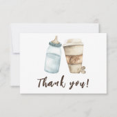 Baby is het brouwen van flessenkoffie Dank u Bedankkaart (Voorkant)