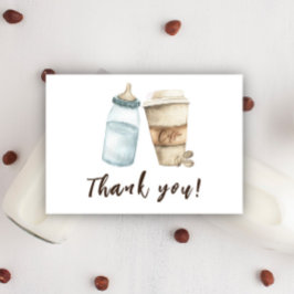 Baby is het brouwen van flessenkoffie Dank u Bedankkaart