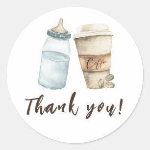Baby is het brouwen van flessenkoffie Dank u Ronde Sticker