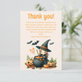 Baby is het brouwen van Halloween baby shower Bedankkaart (Staand voorkant)