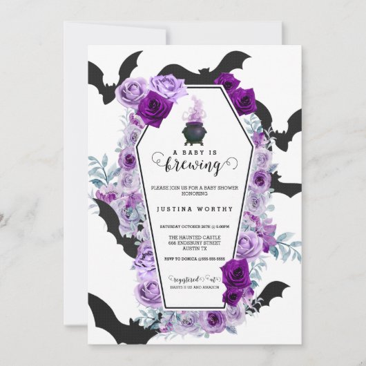 Baby is het brouwen van Halloween Baby shower Kaart (Voorkant)