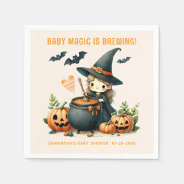 Baby is het brouwen van Halloween baby shower Servet