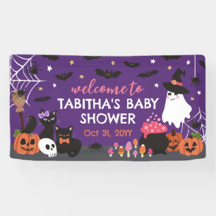 Baby is het brouwen van Halloween Girl Baby shower Spandoek