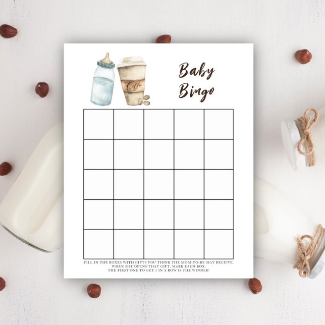 Baby is het brouwen van koffie Baby shower bingo s (Creator heeft geüpload)