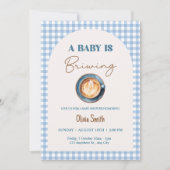 Baby is het brouwen van koffie Baby shower Blue Gi Kaart (Voorkant)
