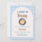 Baby is het brouwen van koffie Baby shower Blue Gi Kaart (Voorkant)