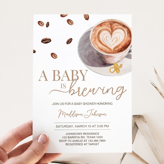 Baby is het brouwen van koffie Baby shower Kaart