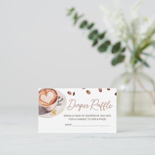 Baby is het brouwen van koffie Baby shower Luier R Informatiekaartje (Staand voorkant)