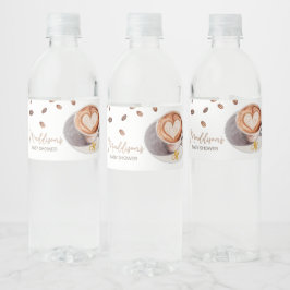 Baby is het brouwen van koffie Baby shower Waterfles Etiket